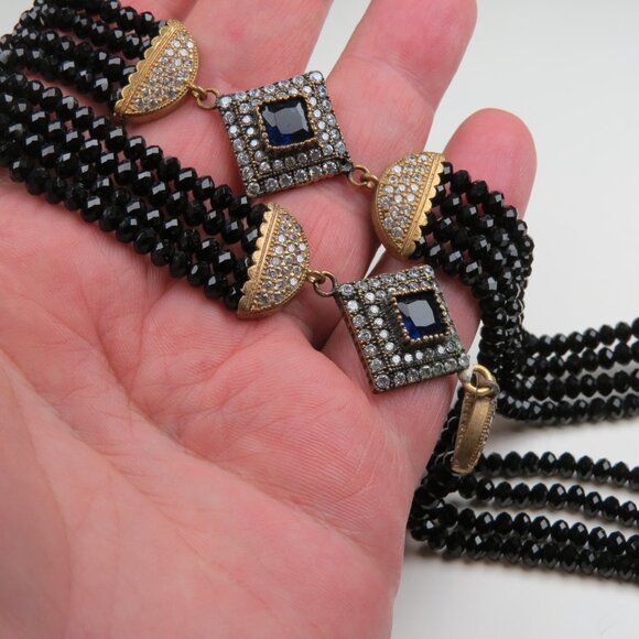 Faceted Black-Green -Red Onyx Necklace Hand made 36" long - Picture 9 of 11